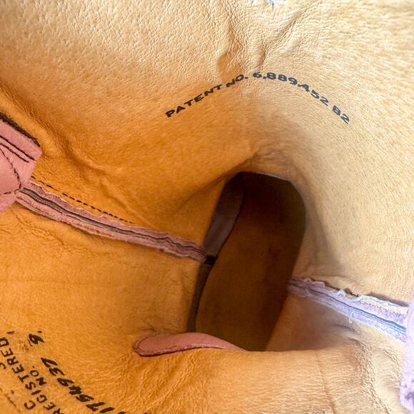 JUSTIN Made in USA Pink & Brown Leather Square Toe Boots Women's Size 7.5 B - Picture 9 of 11